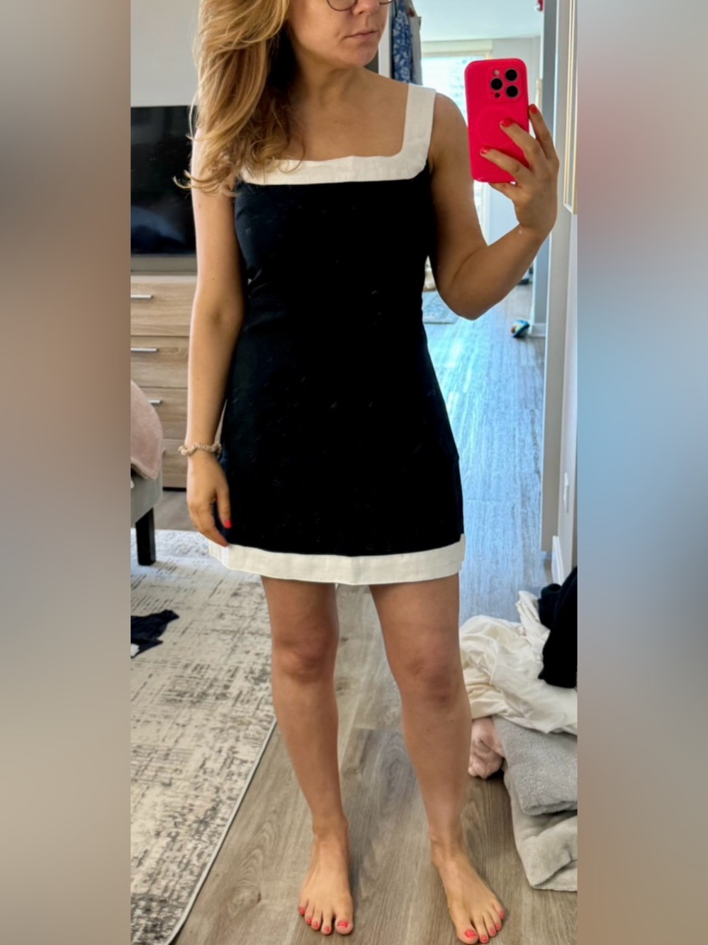 Abercrombie & Fitch Black Mini Dress with White Trim